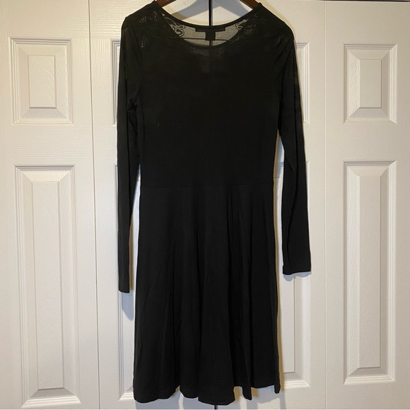 NWOT French Connection Stretch Black Long Sleeve Skater Dress Size 10 - Picture 15 of 16